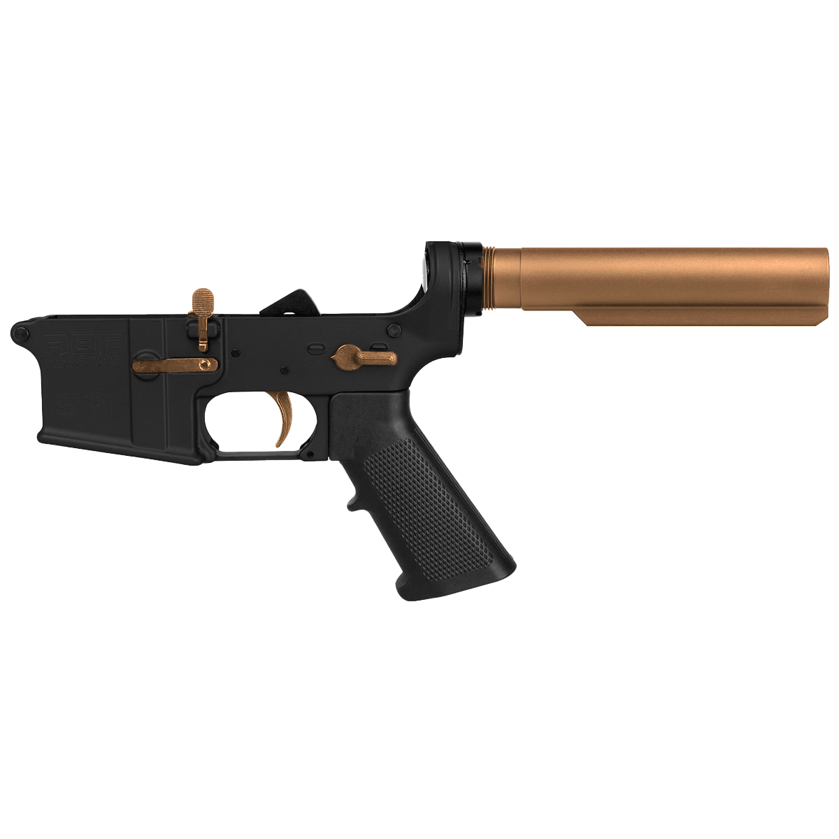 AR-15 Completed Two-Tone Lower Receiver with 6-Position Buffer Tube Assembly & Lower Parts Installed - Black and Burnt Bronze