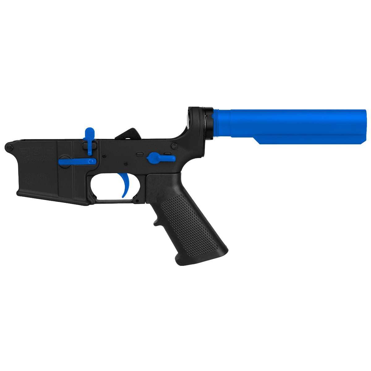 AR-15 Completed Two-Tone Lower Receiver with 6-Position Buffer Tube Assembly & Lower Parts Installed - Black and Flame Blue