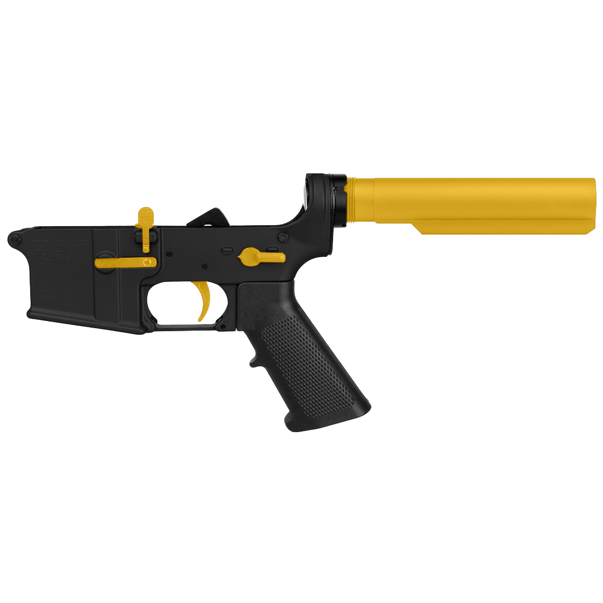 AR-15 Completed Two-Tone Lower Receiver with 6-Position Buffer Tube Assembly & Lower Parts Installed - Black and Gold