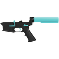 AR-15 Completed Two-Tone Lower Receiver with 6-Position Buffer Tube Assembly & Lower Parts Installed - Black and Robins Egg Blue