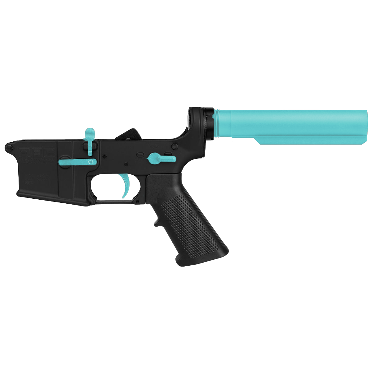 AR-15 Completed Two-Tone Lower Receiver with 6-Position Buffer Tube Assembly & Lower Parts Installed - Black and Robins Egg Blue