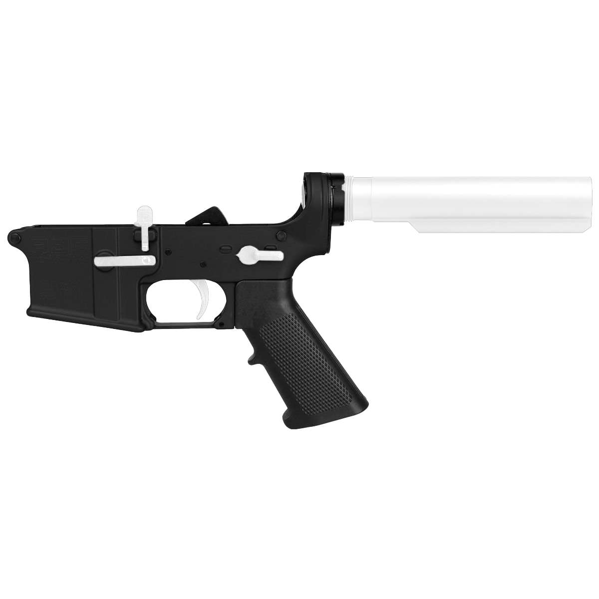 AR-15 Completed Two-Tone Lower Receiver with 6-Position Buffer Tube Assembly & Lower Parts Installed - Black and Storm Trooper White