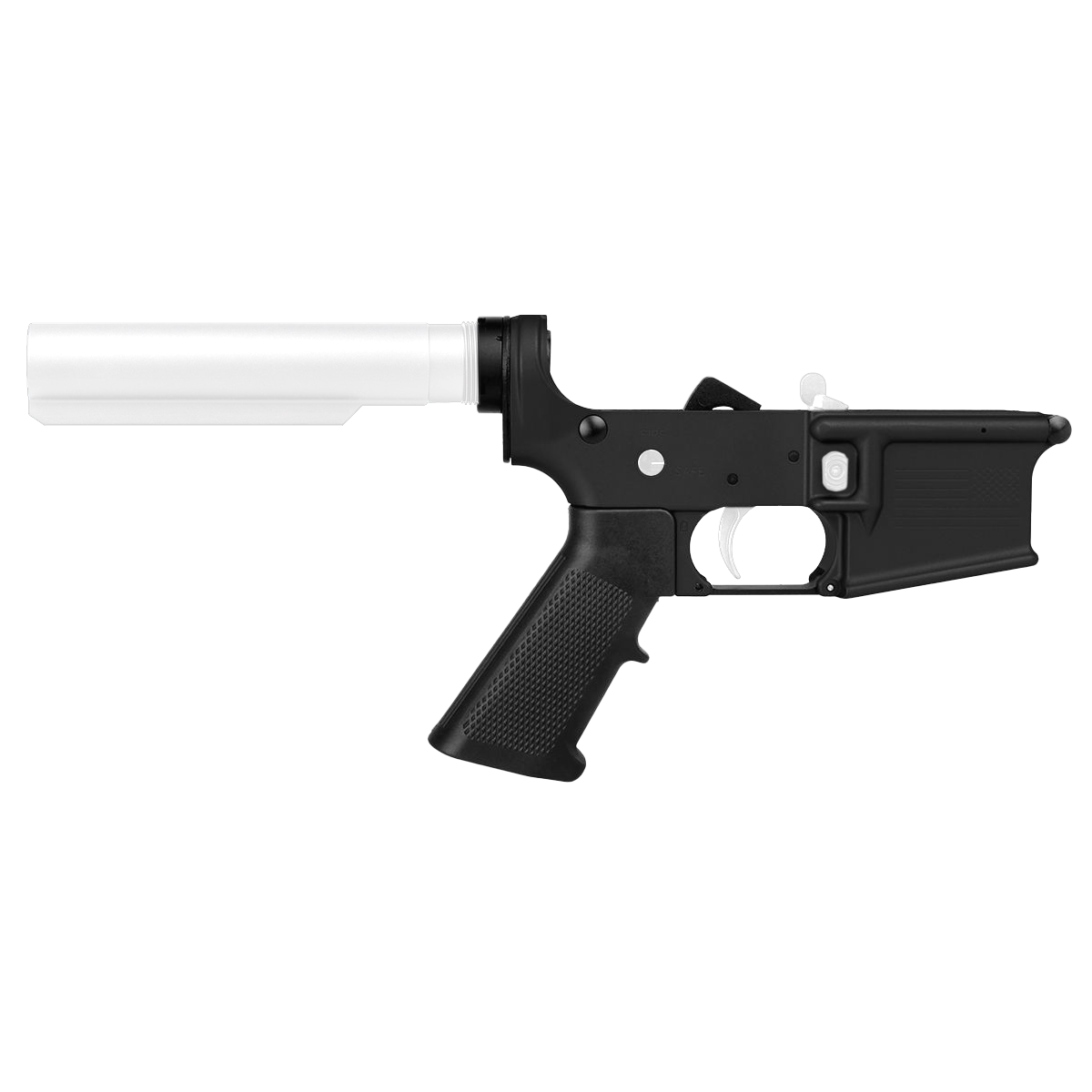 AR-15 Completed Two-Tone Lower Receiver with 6-Position Buffer Tube Assembly & Lower Parts Installed - Black and Storm Trooper White