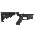AR-15 Completed Two-Tone Lower Receiver with Adjustable M4 Stock Assembly & Lower Parts Installed - Black and Burnt Bronze