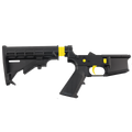 AR-15 Completed Two-Tone Lower Receiver with Adjustable M4 Stock Assembly & Lower Parts Installed - Black and Lemon Zest