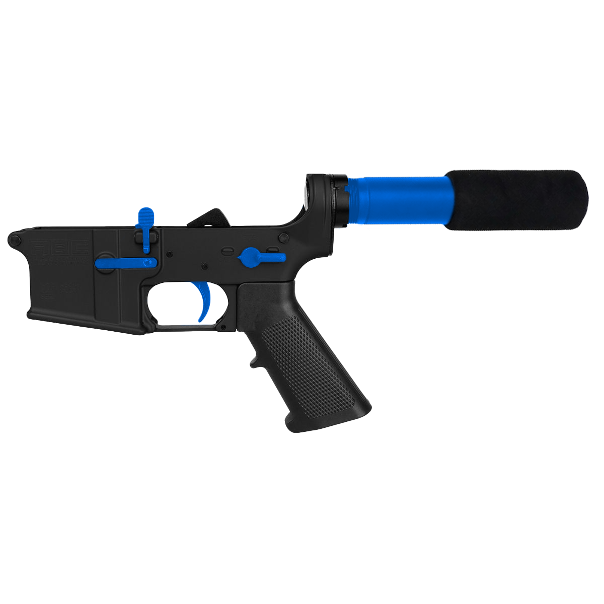 AR-15 Completed Two-Tone Lower Receiver with Pistol Buffer Tube Assembly & Lower Parts Installed - Black and Flame Blue