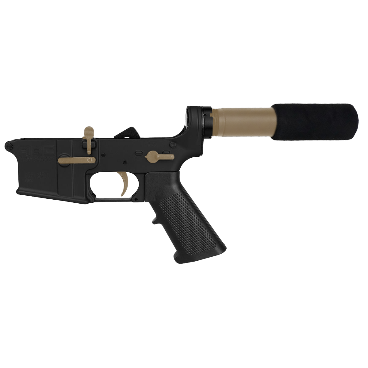 AR-15 Completed Two-Tone Lower Receiver with Pistol Buffer Tube Assembly & Lower Parts Installed - Black and Magpul FDE