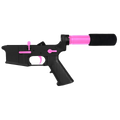 AR-15 Completed Two-Tone Lower Receiver with Pistol Buffer Tube Assembly & Lower Parts Installed - Black and Sig Pink