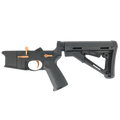 AR-15 Completed Two-Tone Lower Receiver with Collapsible Mil Spec Stock - Black and Burnt Bronze