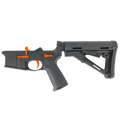 AR-15 Completed Two-Tone Lower Receiver with Collapsible Mil Spec Stock - Black and Hunter Orange
