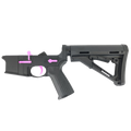 AR-15 Completed Two-Tone Lower Receiver with Collapsible Mil Spec Stock - Black and Sig Pink