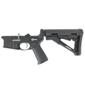 AR-15 Completed Two-Tone Lower Receiver with Collapsible Mil Spec Stock - Black and Glacier Silver
