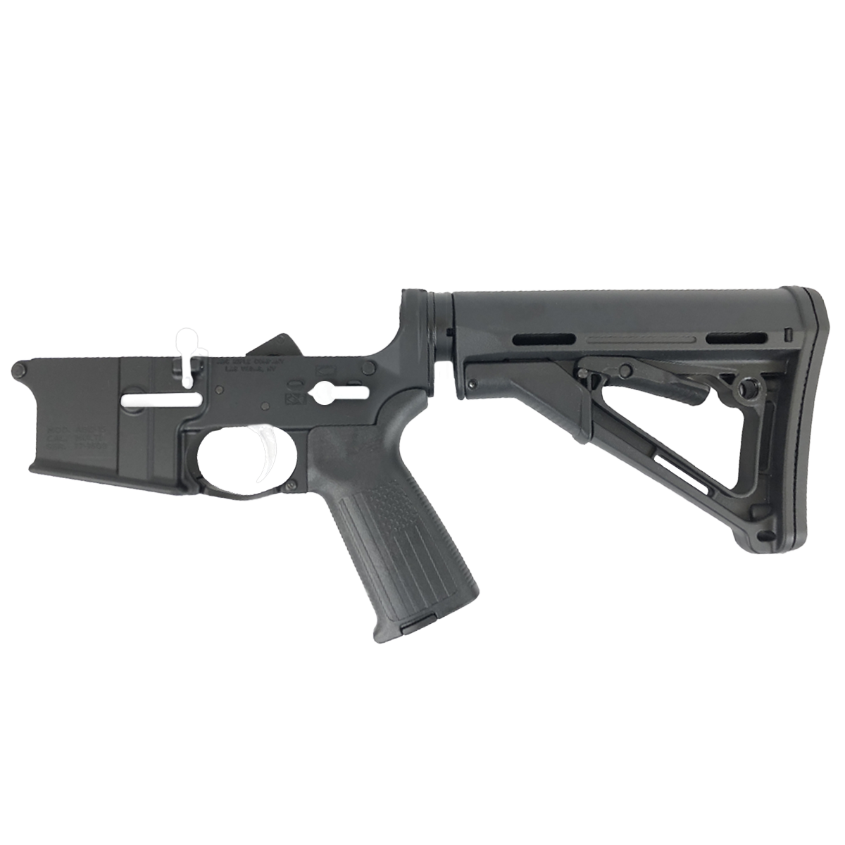 AR-15 Completed Two-Tone Lower Receiver with Collapsible Mil Spec Stock - Black and Storm Trooper White