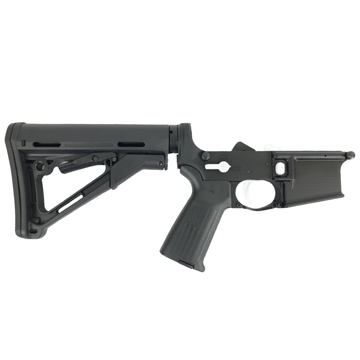 AR-15 Completed Two-Tone Lower Receiver with Collapsible Mil Spec Stock - Black and Storm Trooper White