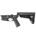 AR-15 Completed Two-Tone Lower Receiver with Adjustable Slim Line Stock- Black and Burnt Bronze