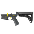 AR-15 Completed Two-Tone Lower Receiver with Adjustable Slim Line Stock- Black and Lemon Zest