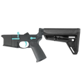 AR-15 Completed Two-Tone Lower Receiver with Adjustable Slim Line Stock- Black and Robins Egg Blue