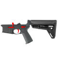 AR-15 Completed Two-Tone Lower Receiver with Adjustable Slim Line Stock- Black and Red