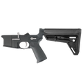 AR-15 Completed Two-Tone Lower Receiver with Adjustable Slim Line Stock- Black and Glacier Silver