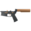 AR-15 Completed Two-Tone Billet Lower Receiver with 6-Position Buffer Tube - Black and Burnt Bronze