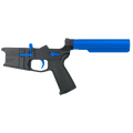 AR-15 Completed Two-Tone Billet Lower Receiver with 6-Position Buffer Tube - Black and Flame Blue