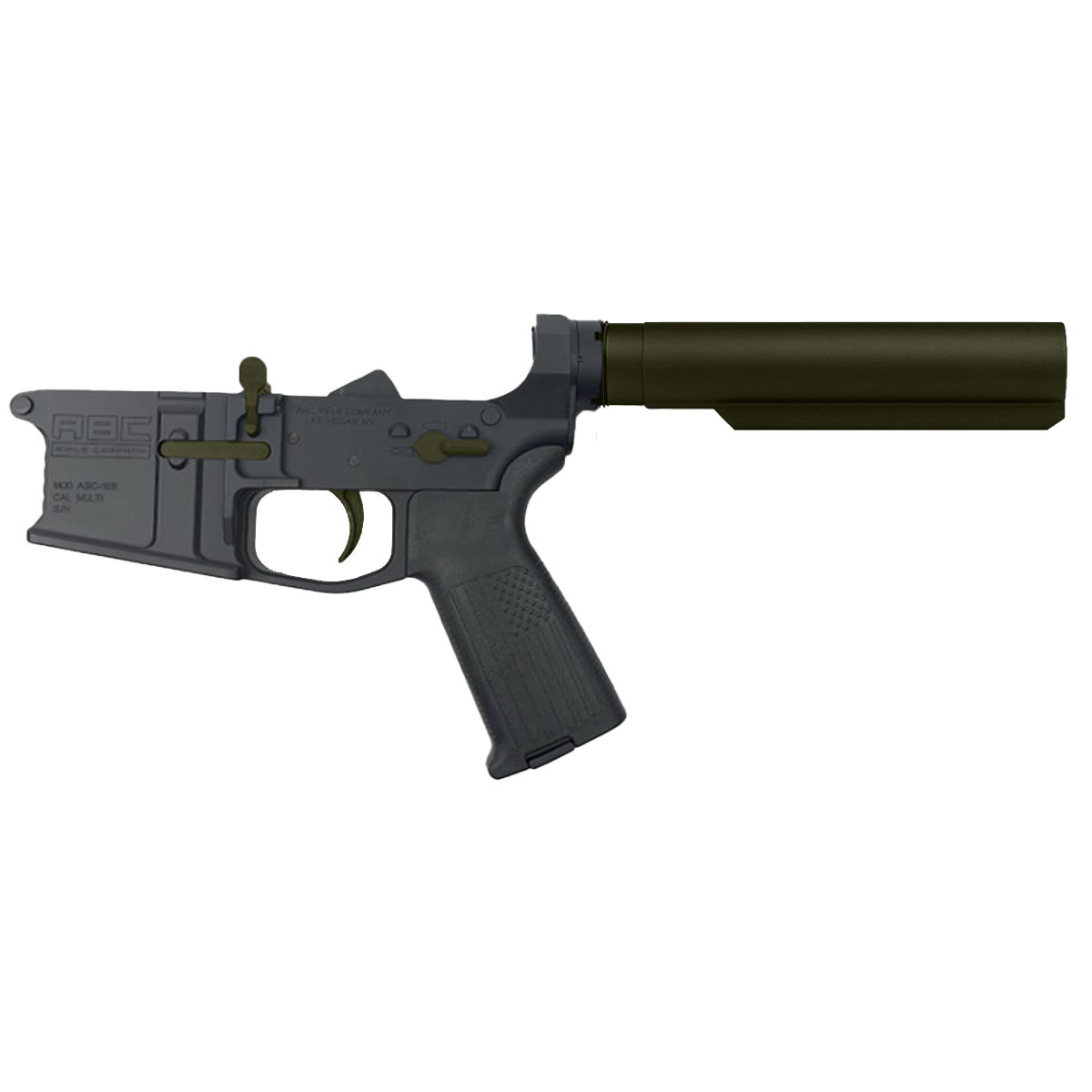 AR-15 Completed Two-Tone Billet Lower Receiver with 6-Position Buffer Tube - Black and Magpul ODG