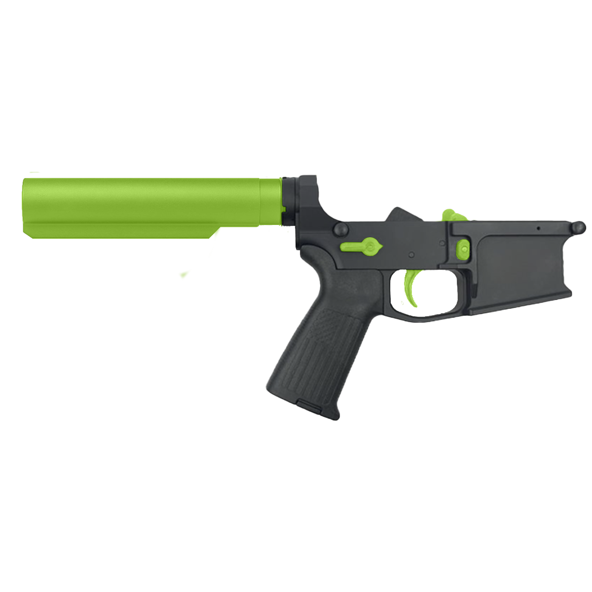 AR-15 Completed Two-Tone Billet Lower Receiver with 6-Position Buffer Tube - Black and Zombie Green