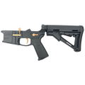 AR-15 Completed Two-Tone Billet Lower Receiver with Collapsible Mil Spec Stock - Black and Burnt Bronze