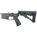 AR-15 Completed Two-Tone Billet Lower Receiver with Collapsible Mil Spec Stock - Black and Magpul FDE