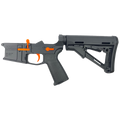 AR-15 Completed Two-Tone Billet Lower Receiver with Collapsible Mil Spec Stock - Black and Hunter Orange