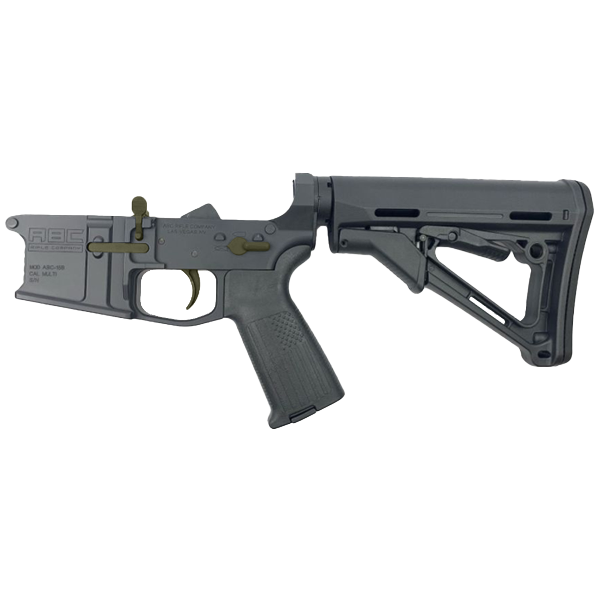 AR-15 Completed Two-Tone Billet Lower Receiver with Collapsible Mil Spec Stock - Black and Magpul ODG