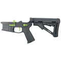 AR-15 Completed Two-Tone Billet Lower Receiver with Collapsible Mil Spec Stock - Black and Zombie Green