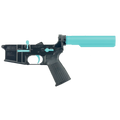 AR-15 Completed Two-Tone Lower Receiver with 6 Position Buffer Tube & Lower Parts Installed - Black and Robins Egg Blue