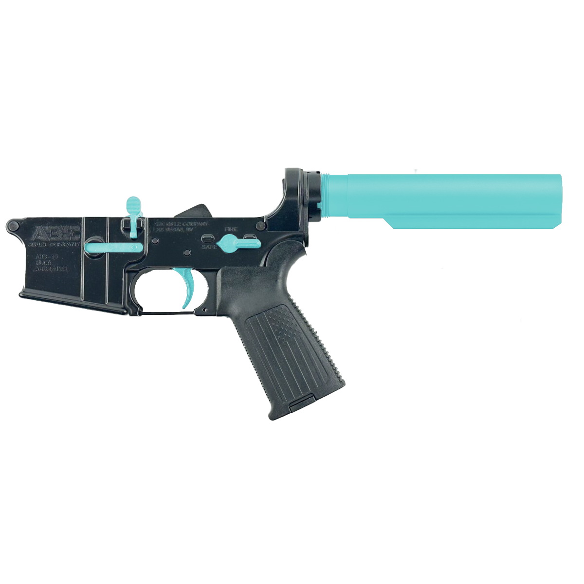 AR-15 Completed Two-Tone Lower Receiver with 6 Position Buffer Tube & Lower Parts Installed - Black and Robins Egg Blue