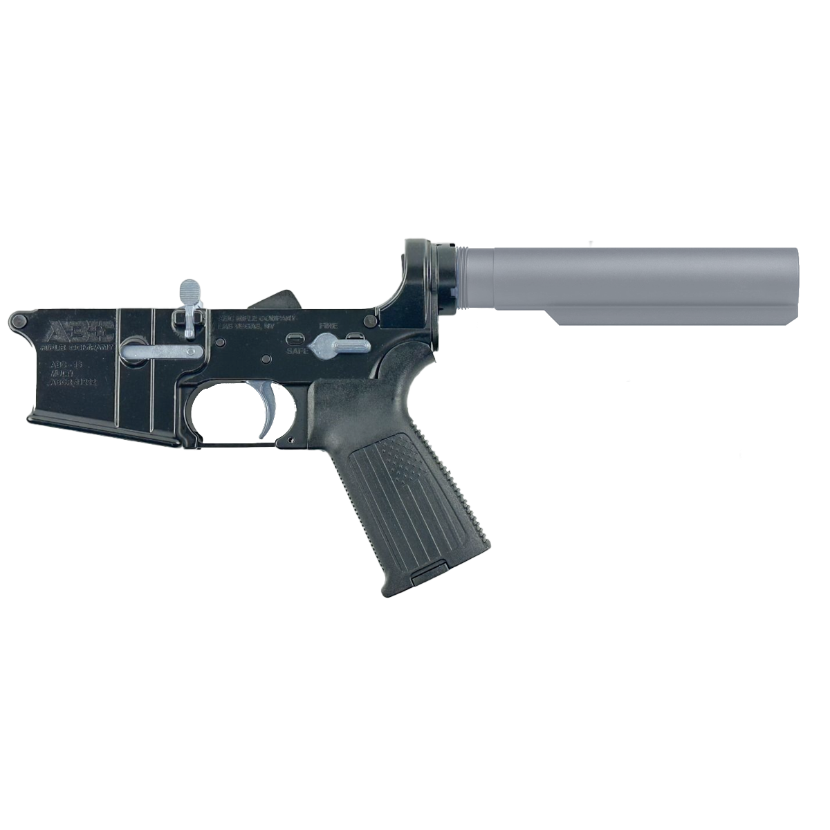 AR-15 Completed Two-Tone Lower Receiver with 6 Position Buffer Tube & Lower Parts Installed - Black and Sniper Gray