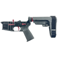 AR-15 Completed Two-Tone Lower Receiver with Adjustable SB Tactical Brace Assembly & Lower Parts Installed - Black and Cranberry Frost