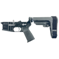 AR-15 Completed Two-Tone Lower Receiver with Adjustable SB Tactical Brace Assembly & Lower Parts Installed - Black and Glacier Silver