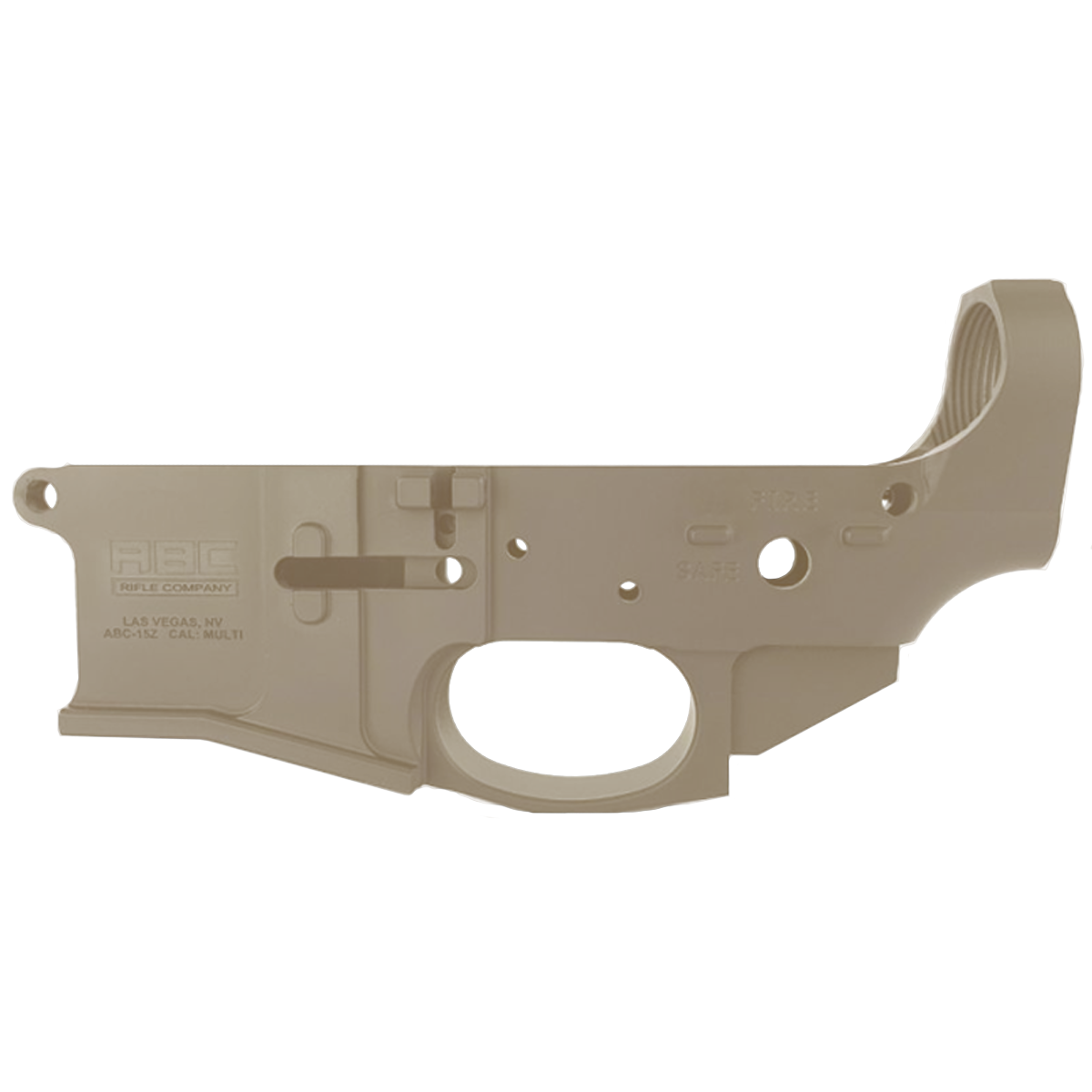 AR-15 Stripped Billet Aluminum ABC-15Z Multi- Cal Lower Receiver - Cerakote Flat Dark Earth
