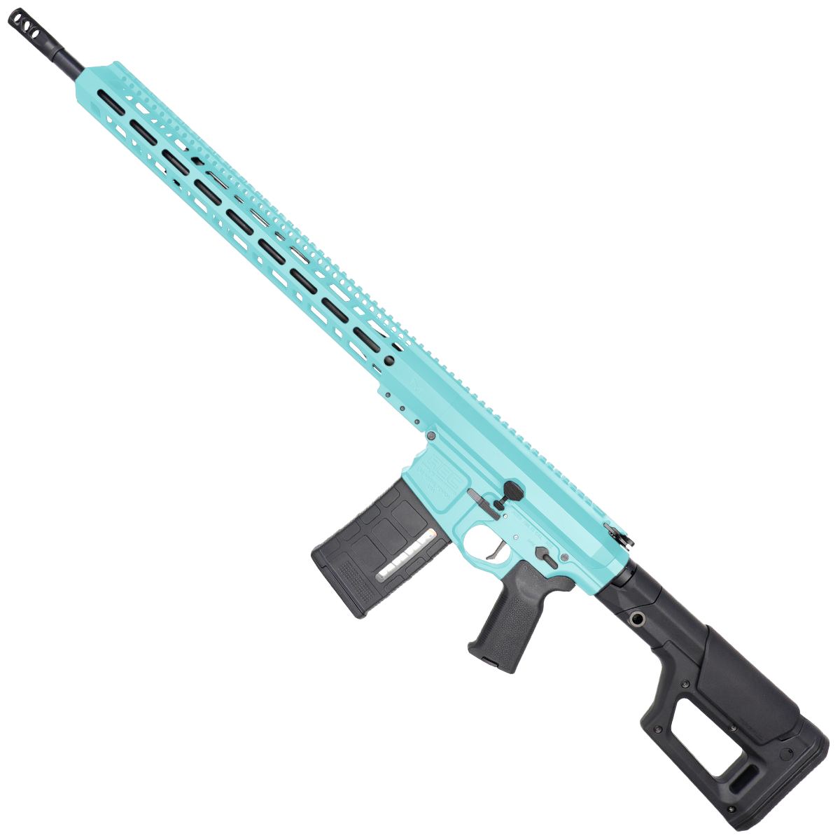 AR 6.5 Creedmoor Custom Semi Auto Rifle 20" Nitride Barrel 18" M-LOK Handguard Magpul PRS Stock - Robins Egg Blue