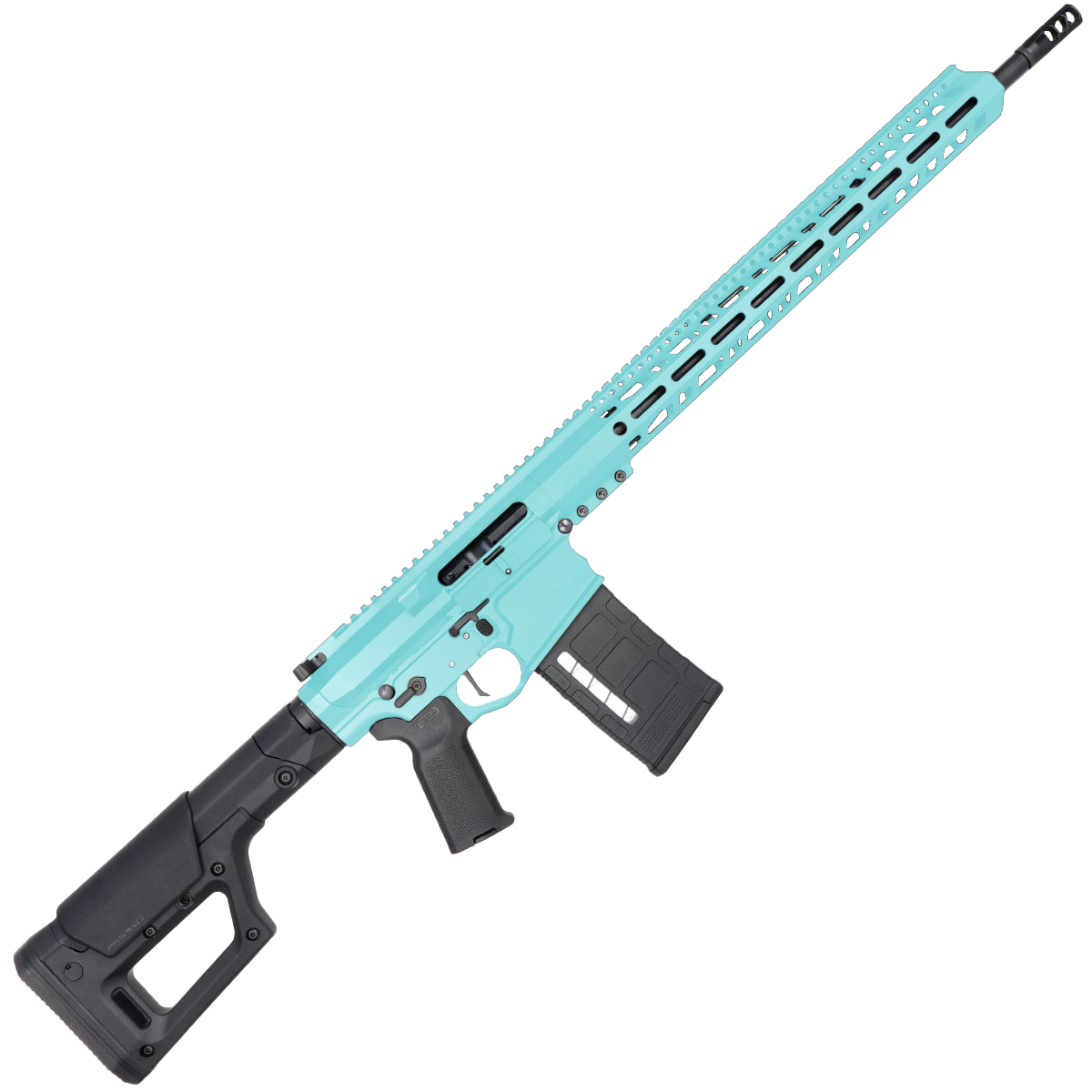 AR 6.5 Creedmoor Custom Semi Auto Rifle 20" Nitride Barrel 18" M-LOK Handguard Magpul PRS Stock - Robins Egg Blue
