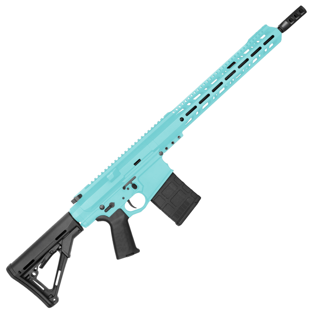 AR LR-308 Custom Semi Auto Rifle 16" Nitride Barrel M-LOK Handguard - Robins Egg Blue