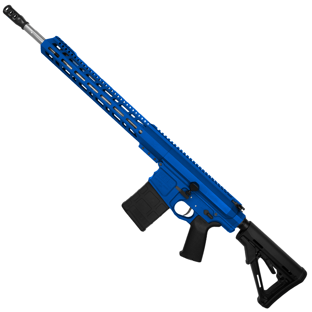 AR LR-308 Custom Semi Auto Rifle 18" Stainless Barrel M-LOK Handguard Adjustable Stock - Flame Blue