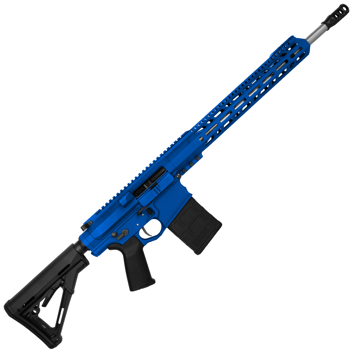 AR LR-308 Custom Semi Auto Rifle 18" Stainless Barrel M-LOK Handguard Adjustable Stock - Flame Blue
