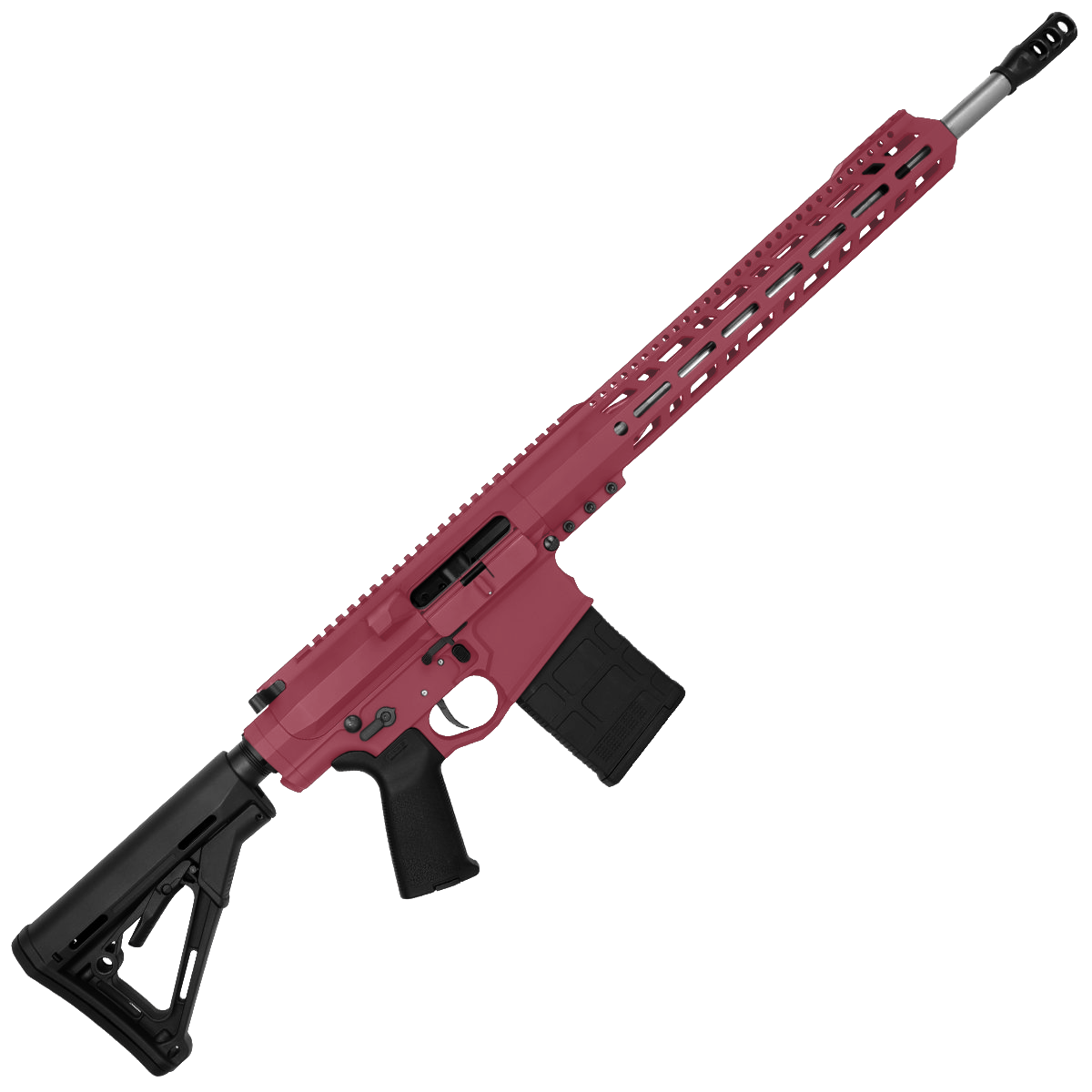 AR LR-308 Custom Semi Auto Rifle 18" Stainless Barrel M-LOK Handguard Adjustable Stock-Cranberry Frost