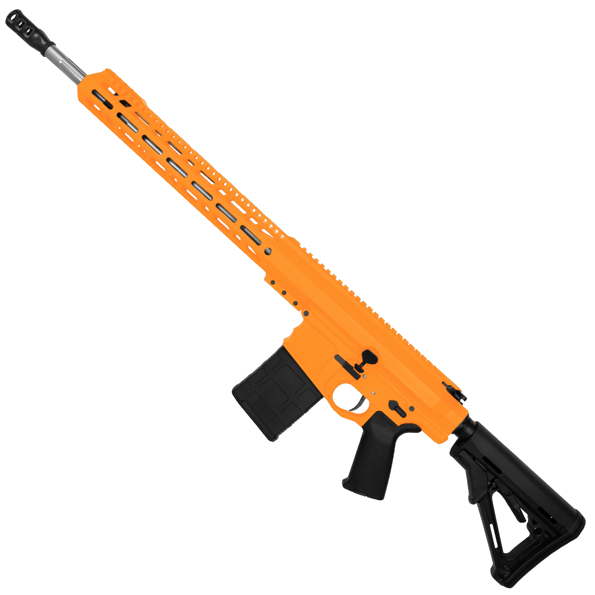 AR LR-308 Custom Semi Auto Rifle 18" Stainless Barrel M-LOK Handguard Adjustable Stock-Tequila Sunrise Orange