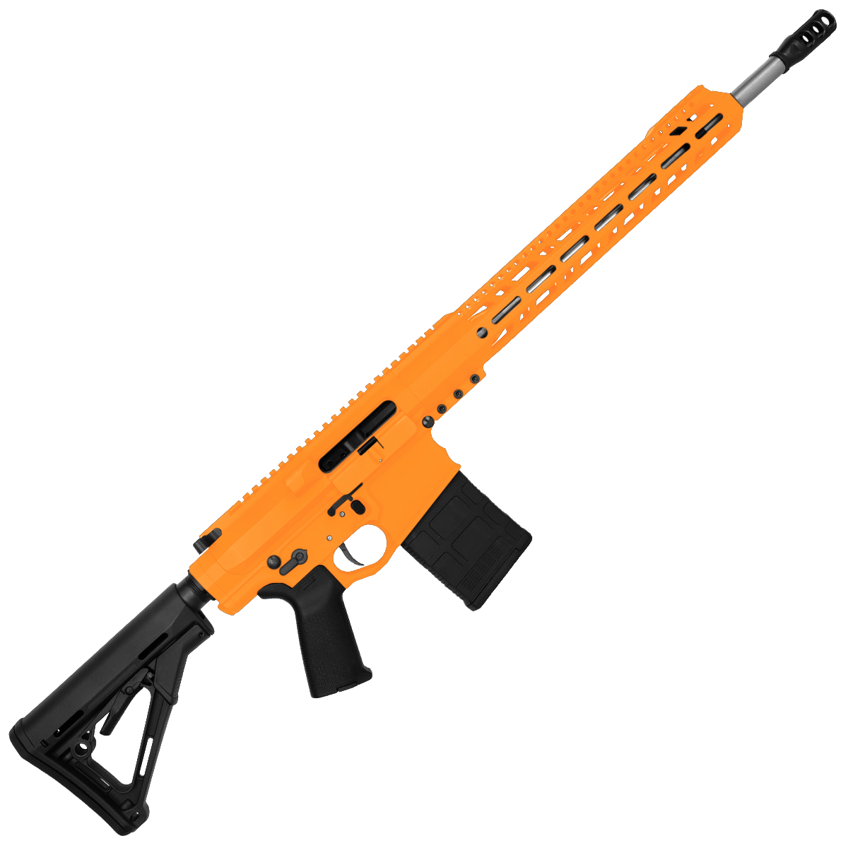 AR LR-308 Custom Semi Auto Rifle 18" Stainless Barrel M-LOK Handguard Adjustable Stock-Tequila Sunrise Orange