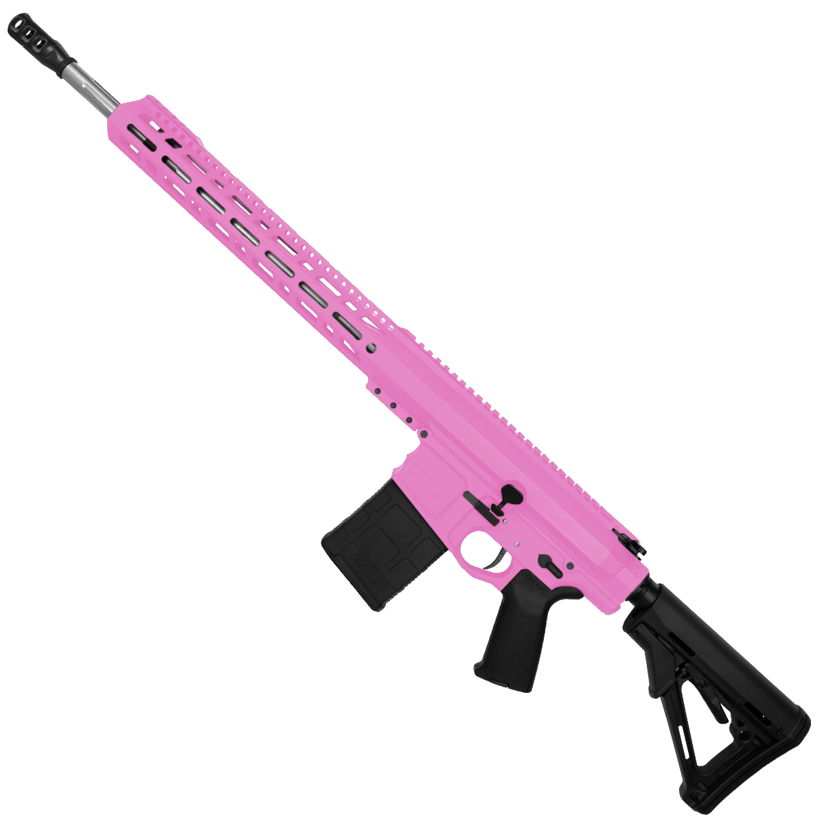 AR LR-308 Custom Semi Auto Rifle 18" Stainless Barrel M-LOK Handguard Adjustable Stock - Sig Pink