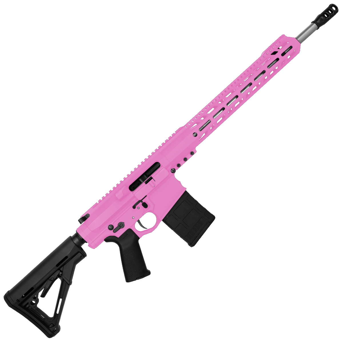 AR LR-308 Custom Semi Auto Rifle 18" Stainless Barrel M-LOK Handguard Adjustable Stock - Sig Pink