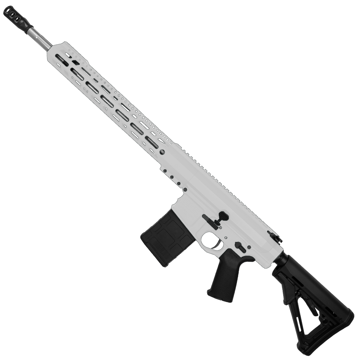 AR LR-308 Custom Semi Auto Rifle 18" Stainless Barrel M-LOK Handguard Adjustable Stock - White