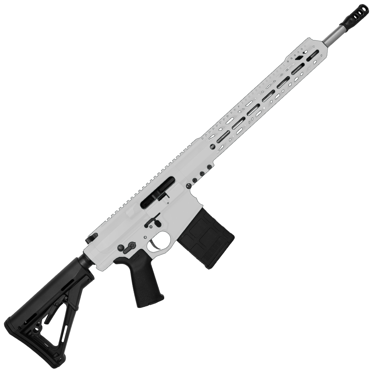AR LR-308 Custom Semi Auto Rifle 18" Stainless Barrel M-LOK Handguard Adjustable Stock - White